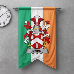 ScotsTee Shop Irish Byrne or O'Byrne Clan Coat of Arms Irish Tartan Gonfalon Flag