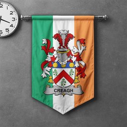 ScotsTee Shop Irish Creagh Clan Coat of Arms Irish Tartan Gonfalon Flag