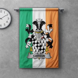 ScotsTee Shop Irish Carson Clan Coat of Arms Irish Tartan Gonfalon Flag