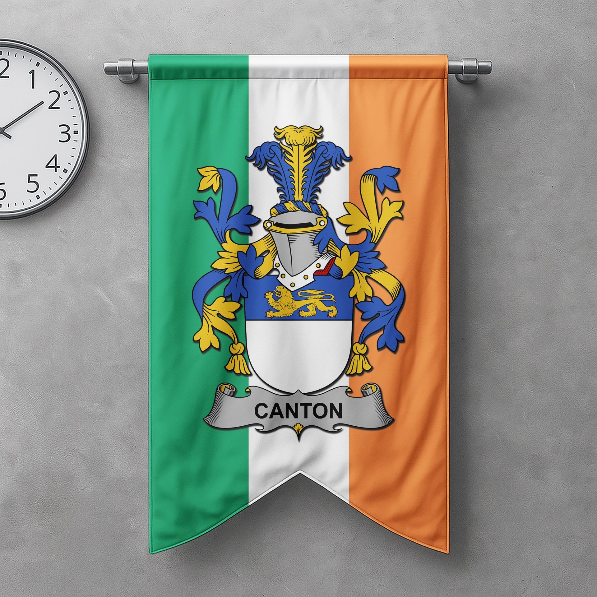 ScotsTee Shop Irish Canton Clan Coat of Arms Irish Tartan Gonfalon Flag