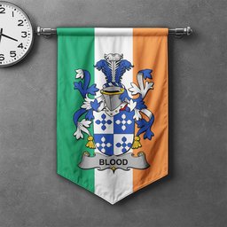 ScotsTee Shop Irish Blood Clan Coat of Arms Irish Tartan Gonfalon Flag