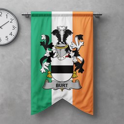 ScotsTee Shop Irish Burt or Birt Clan Coat of Arms Irish Tartan Gonfalon Flag
