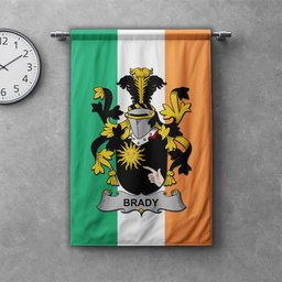 ScotsTee Shop Irish Brady or McBrady Clan Coat of Arms Irish Tartan Gonfalon Flag