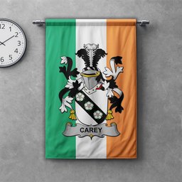 ScotsTee Shop Irish Carey or Cary Clan Coat of Arms Irish Tartan Gonfalon Flag