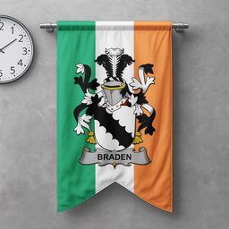 ScotsTee Shop Irish Braden or O'Braden Clan Coat of Arms Irish Tartan Gonfalon Flag