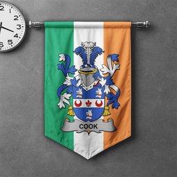 ScotsTee Shop Irish Cook Clan Coat of Arms Irish Tartan Gonfalon Flag