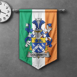 ScotsTee Shop Irish Goldsmith Clan Coat of Arms Irish Tartan Gonfalon Flag