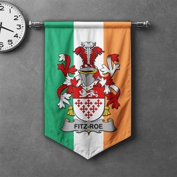 ScotsTee Shop Irish Fitz-Roe Clan Coat of Arms Irish Tartan Gonfalon Flag