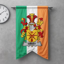 ScotsTee Shop Irish Ewart Clan Coat of Arms Irish Tartan Gonfalon Flag