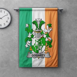 ScotsTee Shop Irish Gogarty Clan Coat of Arms Irish Tartan Gonfalon Flag