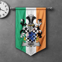ScotsTee Shop Irish Hand or McClave Clan Coat of Arms Irish Tartan Gonfalon Flag