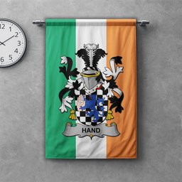 ScotsTee Shop Irish Hand or McClave Clan Coat of Arms Irish Tartan Gonfalon Flag