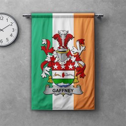 ScotsTee Shop Irish Gaffney Clan Coat of Arms Irish Tartan Gonfalon Flag