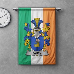 ScotsTee Shop Irish Fahey or O'Fahy Clan Coat of Arms Irish Tartan Gonfalon Flag