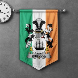 ScotsTee Shop Irish Driscoll or O'Driscoll Clan Coat of Arms Irish Tartan Gonfalon Flag