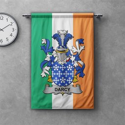 ScotsTee Shop Irish Darcy or Dorsey Clan Coat of Arms Irish Tartan Gonfalon Flag