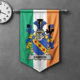 ScotsTee Shop Irish Dawson Clan Coat of Arms Irish Tartan Gonfalon Flag