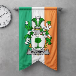 ScotsTee Shop Irish Finnerty or O'Finaghty Clan Coat of Arms Irish Tartan Gonfalon Flag