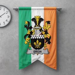 ScotsTee Shop Irish Dixon Clan Coat of Arms Irish Tartan Gonfalon Flag