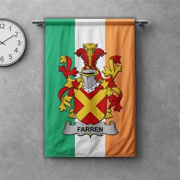 ScotsTee Shop Irish Farren or O'Farren Clan Coat of Arms Irish Tartan Gonfalon Flag