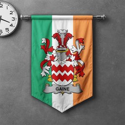 ScotsTee Shop Irish Gaine or Gainey Clan Coat of Arms Irish Tartan Gonfalon Flag