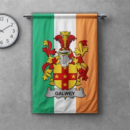 ScotsTee Shop Irish Galwey Clan Coat of Arms Irish Tartan Gonfalon Flag