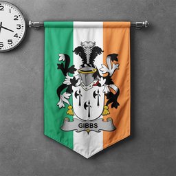 ScotsTee Shop Irish Gibbs Clan Coat of Arms Irish Tartan Gonfalon Flag