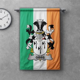 ScotsTee Shop Irish Gibbs Clan Coat of Arms Irish Tartan Gonfalon Flag