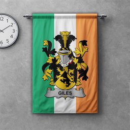 ScotsTee Shop Irish Giles or Gyles Clan Coat of Arms Irish Tartan Gonfalon Flag