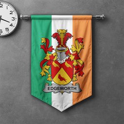 ScotsTee Shop Irish Edgeworth Clan Coat of Arms Irish Tartan Gonfalon Flag