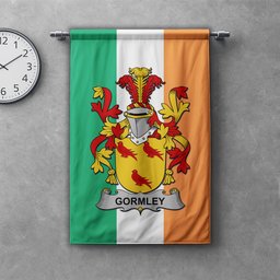 ScotsTee Shop Irish Gormley or O'Gormley Clan Coat of Arms Irish Tartan Gonfalon Flag