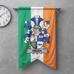 ScotsTee Shop Irish Hagan or O'Hagan Clan Coat of Arms Irish Tartan Gonfalon Flag