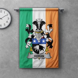ScotsTee Shop Irish Doran or O'Doran Clan Coat of Arms Irish Tartan Gonfalon Flag