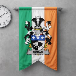 ScotsTee Shop Irish Doran or O'Doran Clan Coat of Arms Irish Tartan Gonfalon Flag