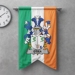 ScotsTee Shop Irish Dea or O'Dea Clan Coat of Arms Irish Tartan Gonfalon Flag