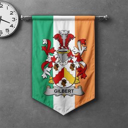 ScotsTee Shop Irish Gilbert Clan Coat of Arms Irish Tartan Gonfalon Flag