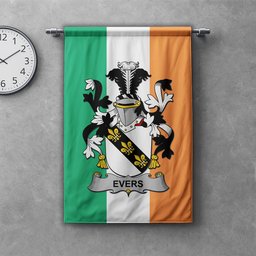 ScotsTee Shop Irish Evers Clan Coat of Arms Irish Tartan Gonfalon Flag