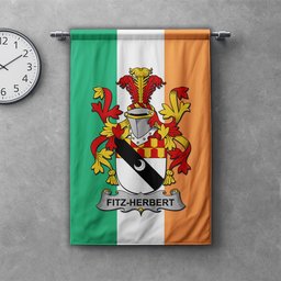 ScotsTee Shop Irish Fitz-Herbert Clan Coat of Arms Irish Tartan Gonfalon Flag