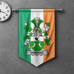 ScotsTee Shop Irish Donohue or O'Donohue Clan Coat of Arms Irish Tartan Gonfalon Flag