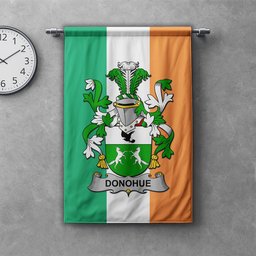 ScotsTee Shop Irish Donohue or O'Donohue Clan Coat of Arms Irish Tartan Gonfalon Flag