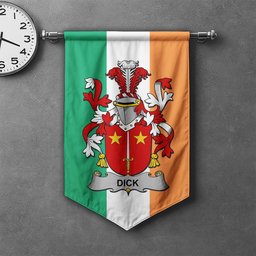 ScotsTee Shop Irish Dick Clan Coat of Arms Irish Tartan Gonfalon Flag