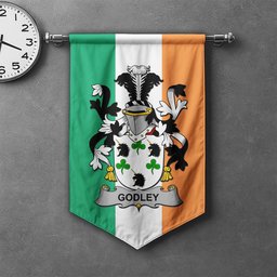 ScotsTee Shop Irish Godley Clan Coat of Arms Irish Tartan Gonfalon Flag