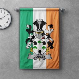 ScotsTee Shop Irish Godley Clan Coat of Arms Irish Tartan Gonfalon Flag