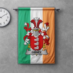 ScotsTee Shop Irish Gibney or O'Gibney Clan Coat of Arms Irish Tartan Gonfalon Flag