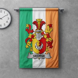 ScotsTee Shop Irish George Clan Coat of Arms Irish Tartan Gonfalon Flag