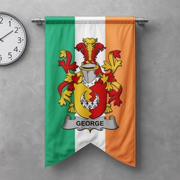 ScotsTee Shop Irish George Clan Coat of Arms Irish Tartan Gonfalon Flag