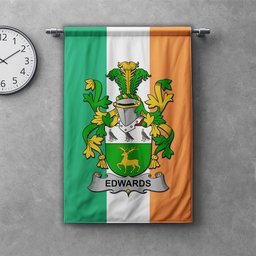 ScotsTee Shop Irish Edwards Clan Coat of Arms Irish Tartan Gonfalon Flag