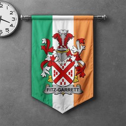 ScotsTee Shop Irish Fitz-Garrett Clan Coat of Arms Irish Tartan Gonfalon Flag