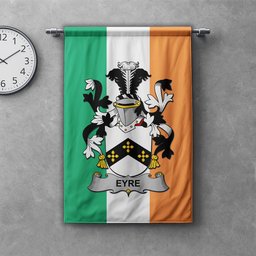 ScotsTee Shop Irish Eyre Clan Coat of Arms Irish Tartan Gonfalon Flag