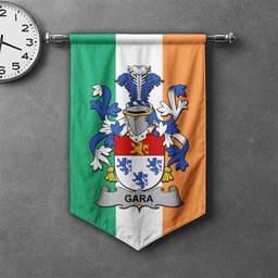ScotsTee Shop Irish Gara or O'Gara Clan Coat of Arms Irish Tartan Gonfalon Flag
